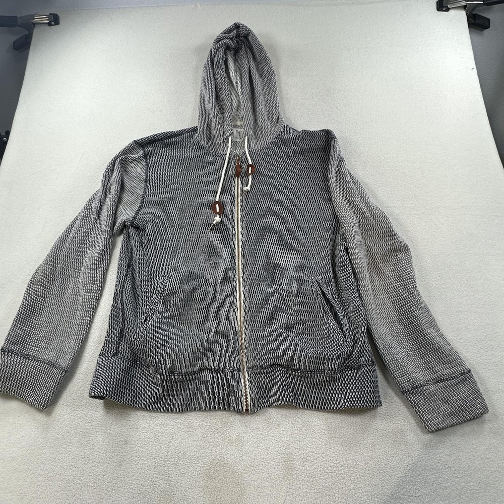 Billy Reid Hoodie Mens Small Gray White Full Zip Cotton Knit Made In Canada